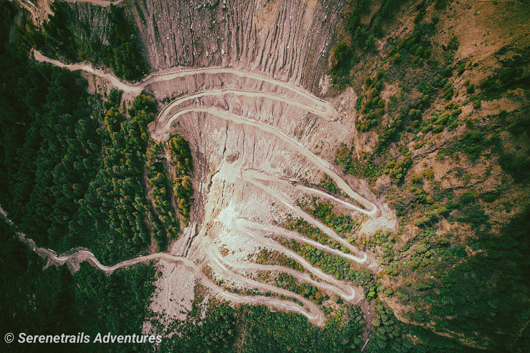 Rough dirt tracks in the high Himalayas