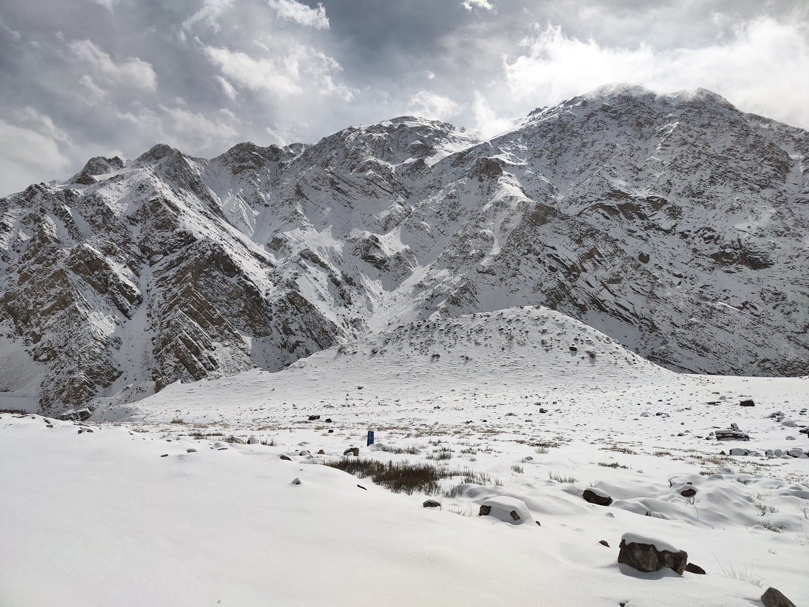 Overland travelers traversing high-altitude cold deserts of Spiti Valley